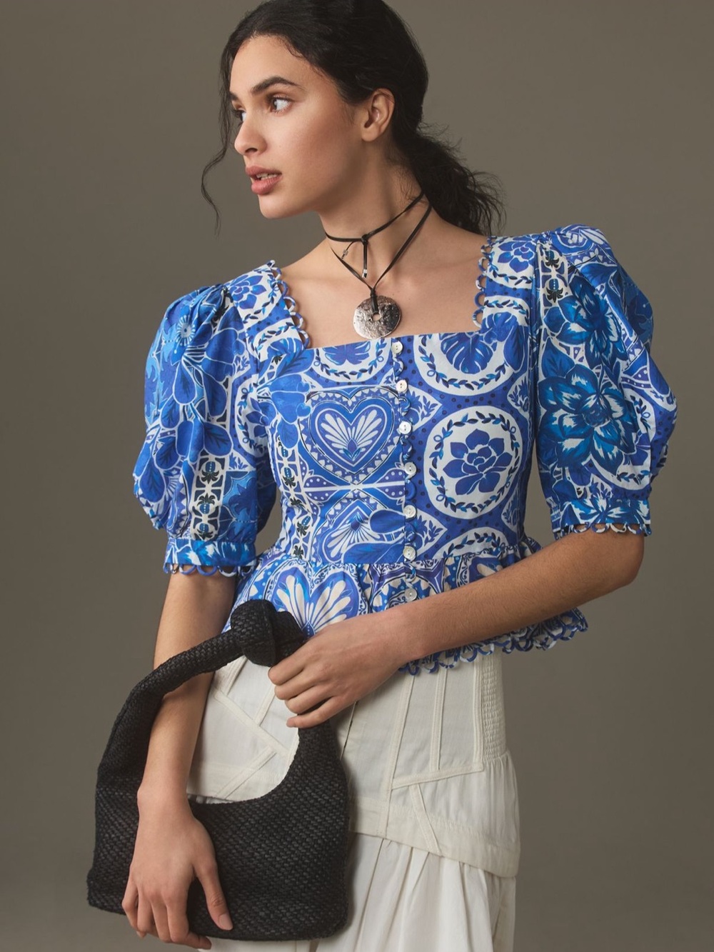 NWT Farm Rio Tile Dream Multicolor Short Sleeve Blouse